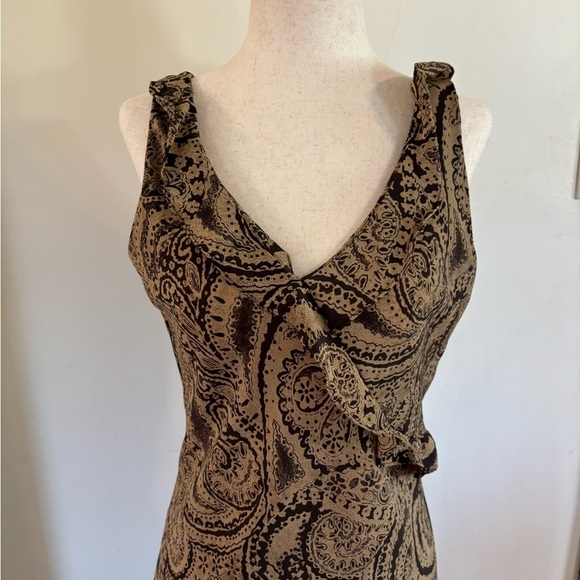 DBY Vintage Dress Black and Brown Paisley Print Y2K - Picture 3 of 5